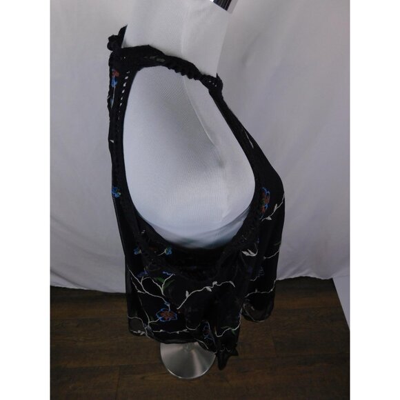 Potter's Pot Black Embroidered Mesh Halter Blouse Gothic Witch - Picture 8 of 11